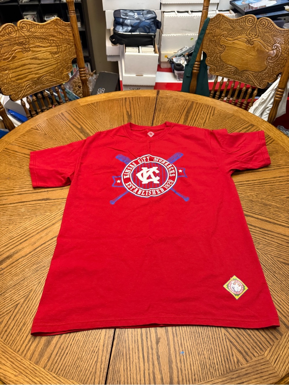 Negro Leagues KC Monarchs Red Graphic Baseball Tee with Crossed Bats